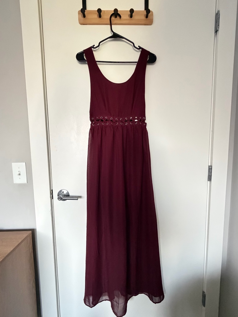 Forever 21 Burgundy Maxi Dress with Grommet Waist